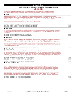Apple, Inc. Apple Education Individual Purchase Program Price List