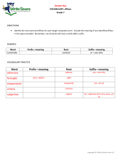 Word Prefix—meaning Root Suffix—meaning adversary foresight