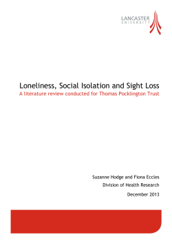 Loneliness, Social Isolation and Sight Loss