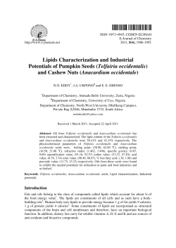 Lipids Characterization and Industrial Potentials of