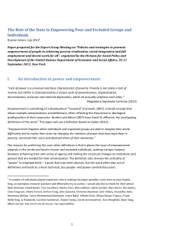 The Role of the State in Empowering Poor and Excluded Groups