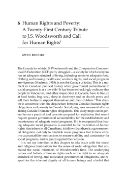 Human Rights and Poverty: A 21st Century Tribute to J.S. Woodsworth