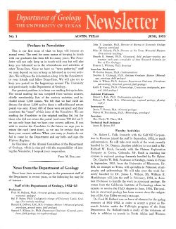 Department of Geology Newsletter No. 1, June 1953