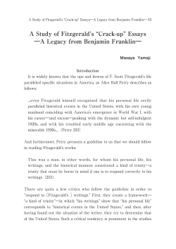 A Study of Fitzgerald`s &ldquo;Crack-up&rdquo; Essays ―A Legacy from Benjamin