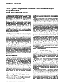 Use of Glycerol-Cryoprotected Lactobacillus