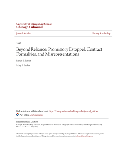 Beyond Reliance: Promissory Estoppel