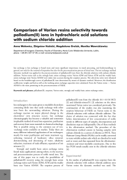 Comparison of Varion resins selectivity towards palladium(II) ions in