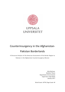 Counterinsurgency in the Afghanistan-‐ Pakistan Borderlands