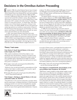 Decisions in the Omnibus Autism Proceeding