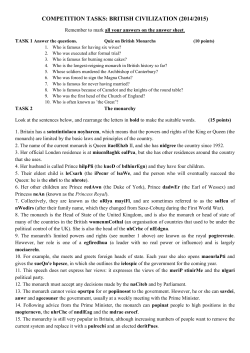 COMPETITION TASKS: BRITISH CIVILIZATION (2014/2015)