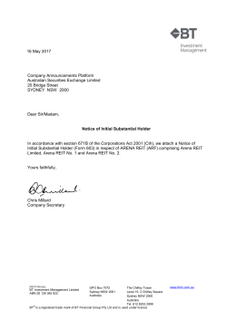 Becoming a substantial holder for ARF
