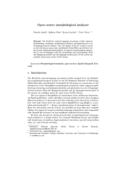 Open source morphological analyzer N&eacute;meth L&aacute;szl&oacute;
