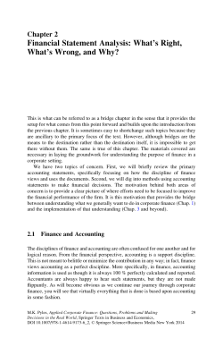 Financial Statement Analysis: What`s Right, What`s Wrong, and Why?