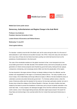 Democracy, Authoritarianism and Regime Change in the Arab