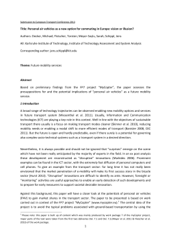 Title: Personal air vehicles as a new option for