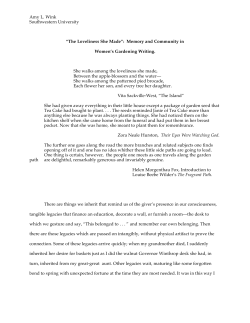 Amy L. Wink Southwestern University &ldquo;The Loveliness She Made