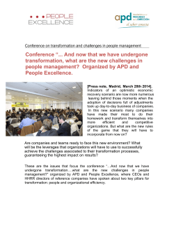 Conference &ldquo;... And now that we have undergone transformation