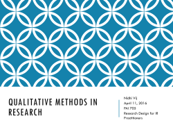 QUALITATIVE METHODS IN RESEARCH