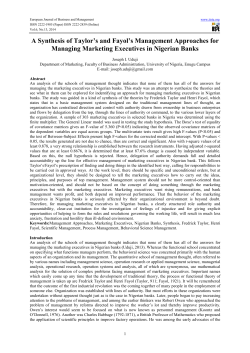 A Synthesis of Taylor`s and Fayol`s Management