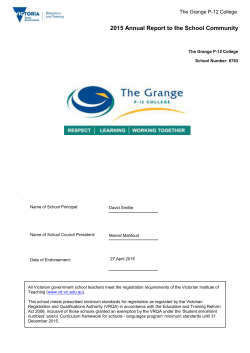 2015 Annual Report - Victorian Registration and Qualifications