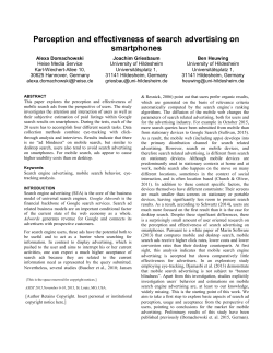 Perception and effectiveness of search advertising on smartphones
