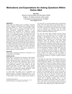 Motivations and Expectations for Asking Questions