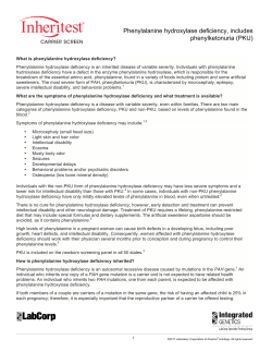 Phenylalanine hydroxylase deficiency, includes phenylketonuria