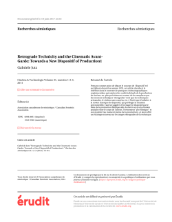 Retrograde Technicity and the Cinematic Avant- Garde