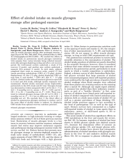 Effect of alcohol intake on muscle glycogen storage after prolonged