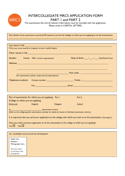 INTERCOLLEGIATE MRCS APPLICATION FORM PART 1 and