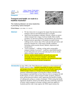eMJA The Transport and health: en route to a healthier Australia?