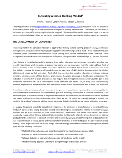 Cultivating a Critical Thinking Mindset