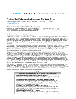 President Bush`s Proposal to Encourage Charitable Giving