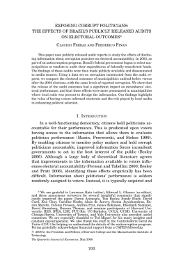 EXPOSING CORRUPT POLITICIANS: THE EFFECTS OF BRAZIL`S