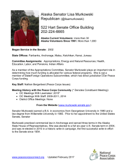 Alaska Senator Lisa Murkowski 522 Hart Senate Office Building 202