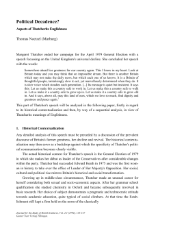 Political Decadence - Aspects of Thatcherite
