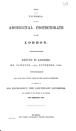 ABORIGINAL PROTECTORATE - Parliament of Victoria