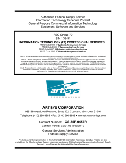 GSA Schedule - Artisys Corporation
