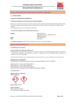 MATERIAL SAFETY DATA SHEET APLICACER PASTA ADHESIVA