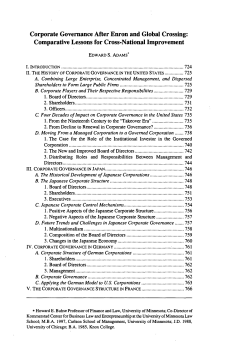 Corporate Governance After Enron and Global Crossing