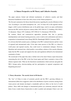 A Chinese Perspective on IR Theory and Collective Security