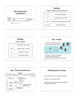 Ray Intersection Acceleration Reading Reading Ray Tracing Ray