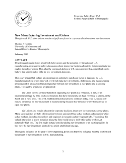 New Manufacturing Investment and Unions