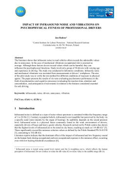 IMPACT OF INFRASOUND NOISE AND VIBRATIONS ON