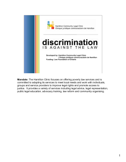 Notes for Facilitators - Hamilton Community Legal Clinic / Clinique