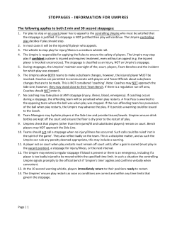 stoppages - information for umpires