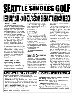 President`s Corner 1st Golf Event of 2013 Sequim Trip Announcement