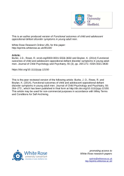 Functional outcomes of child and adolescent oppositional defiant