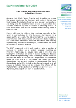EWP Newsletter Volume I, July 2010, Pilot project addressing