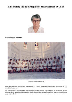 Celebrating the inspiring life of Sister Deirdre O`Loan